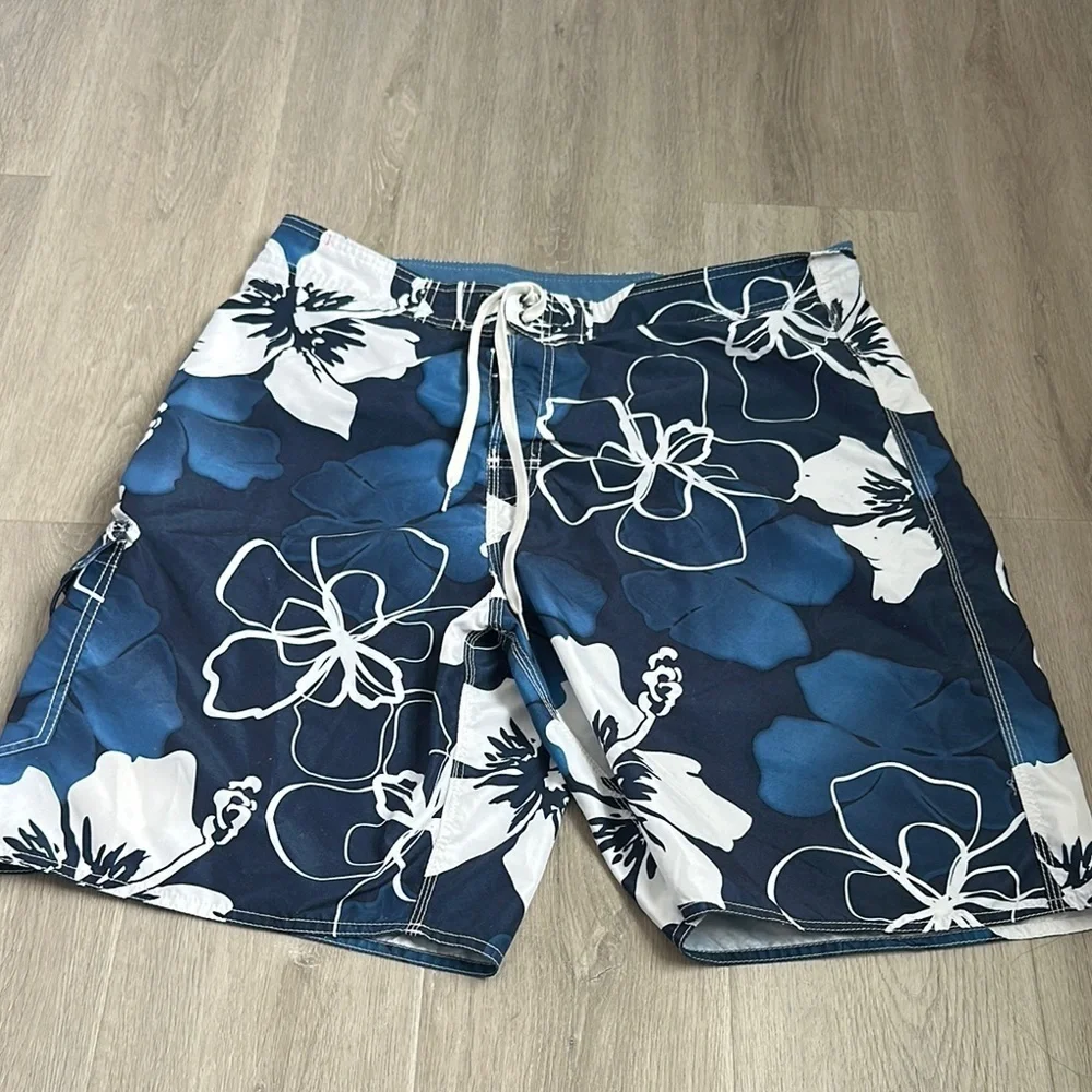 Men's No Bad Days Blue Floral Swim Shorts